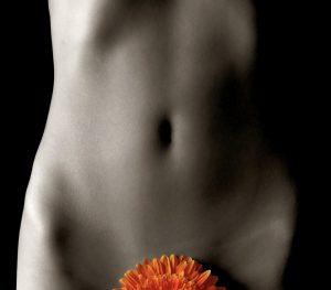 woman's body and flower